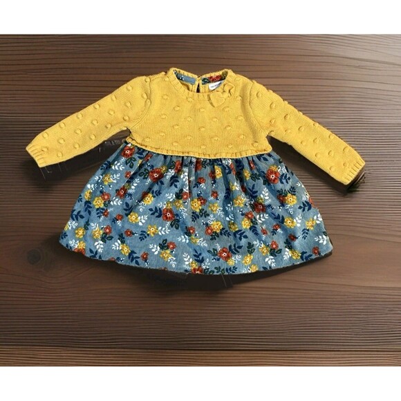 Cupcakes & Cashmere Knit Dress Girls 6-9 M Floral Bottom W Slip - Picture 1 of 11